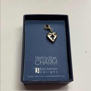 Bob Siemon Sterling Siver Heart with Cross charm